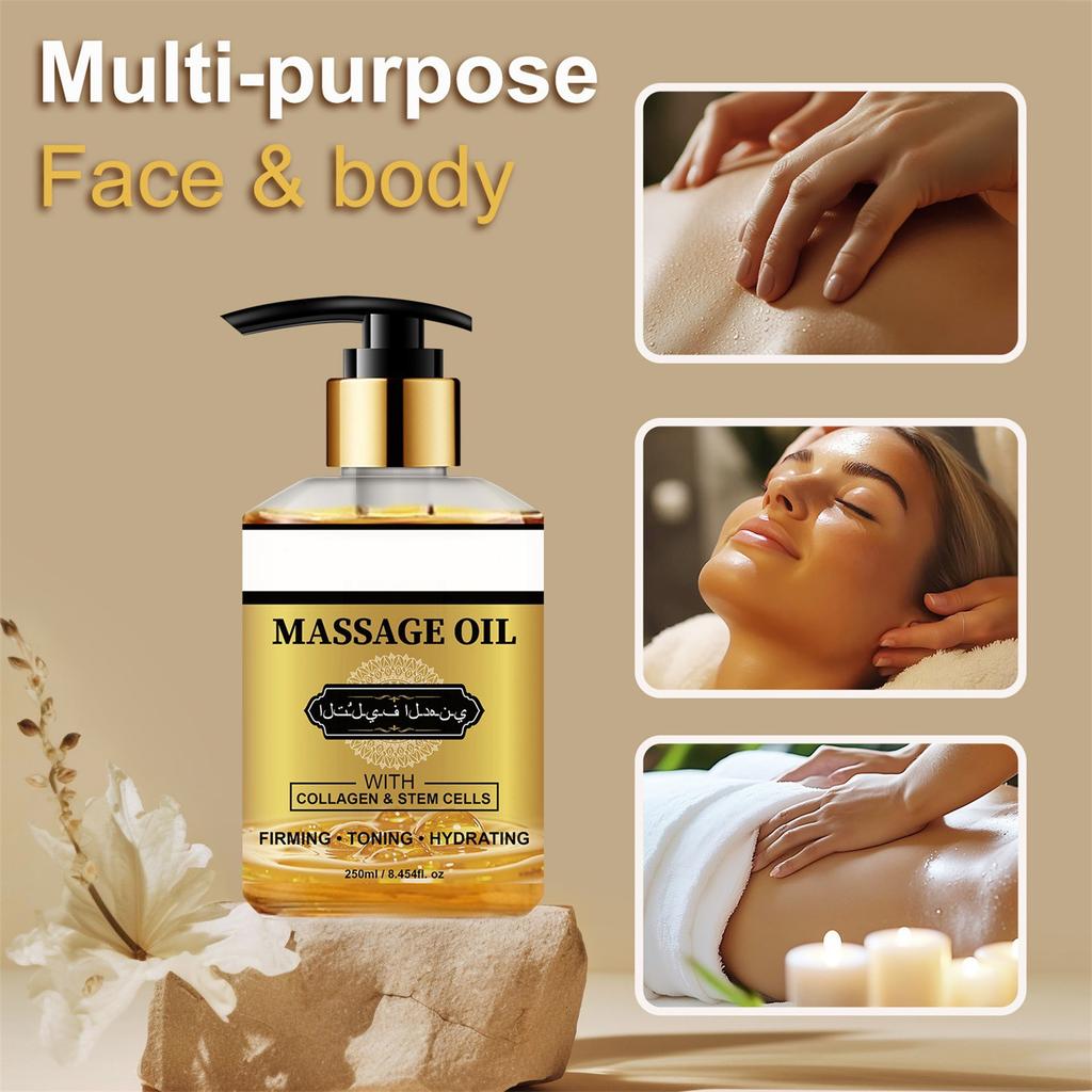 Cellulite Massage Oil With Collagen & Stem Cells - Natural Anti-Cellulite Oil That Helps Firm, Tone & Moisturize Skin, 8.45 Oz
