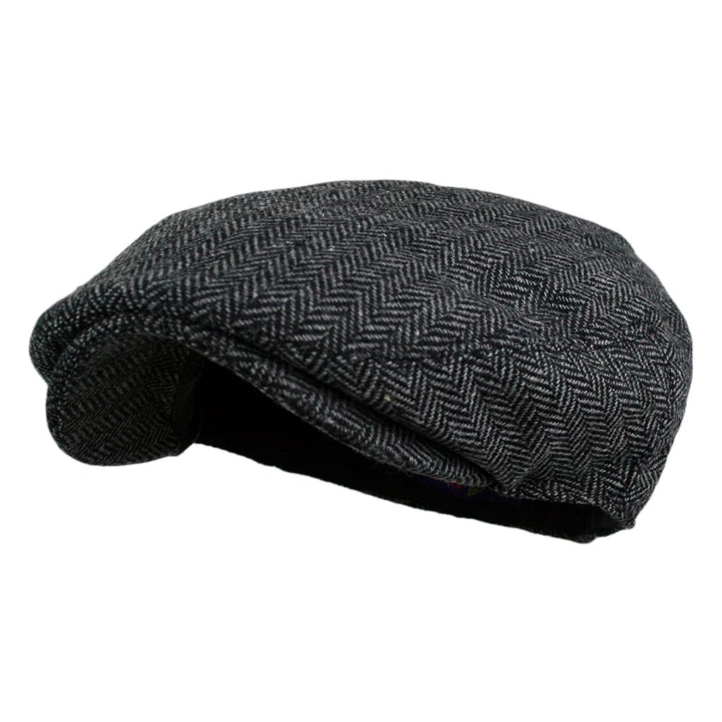 Men's Classic Herringbone Tweed Wool Blend Newsboy Ivy Hat