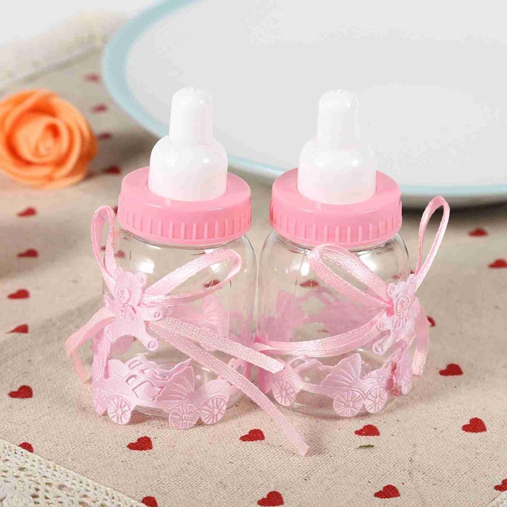 12pcs Plastic Candy Chocolate Bottles Mini Milk Bottles Plastic Candy Bottles  Home Party Decor розовый