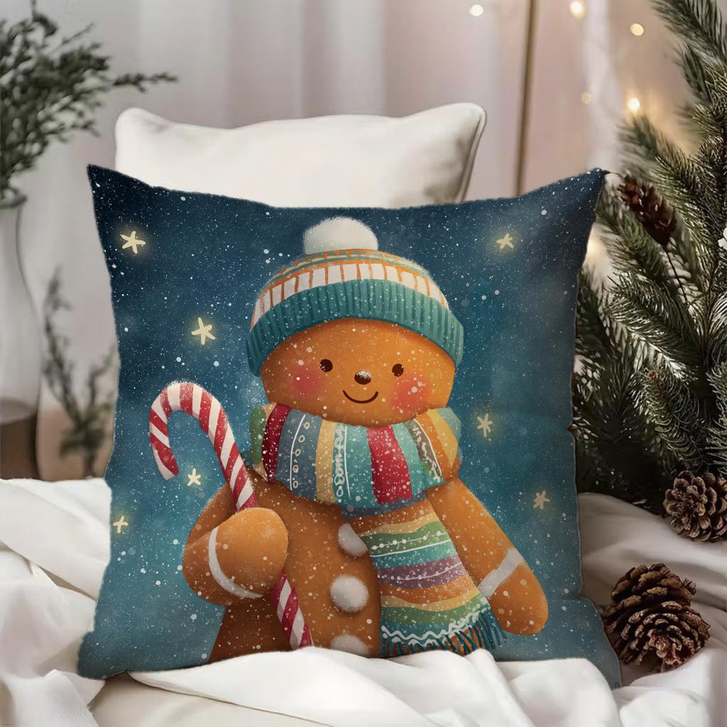 Weihnachtliche Kissenhülle mit LebkuchenmannGeeignet für Sofa Auto Schlafzimmer dekorativer Kissenbezug Kissenbezug