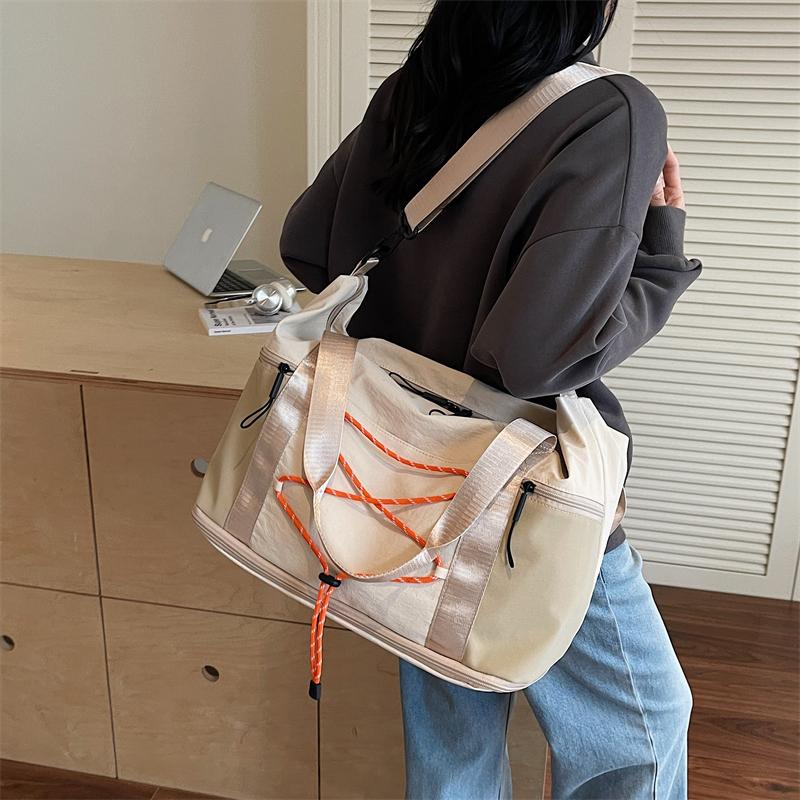 Casual Casual Tote Bag Lightweight Solid Color Travel Luggage Bag Drawstring Portable Oxford Cloth Shoulder Bag Travel