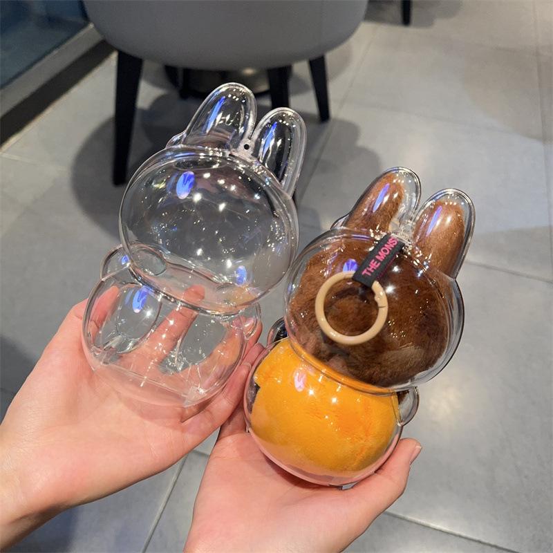 Labubu Pumpkin Protective Case Clear Acrylic Dust Cover for Generation 1 2 Doll Display Halloween Accessory Cover