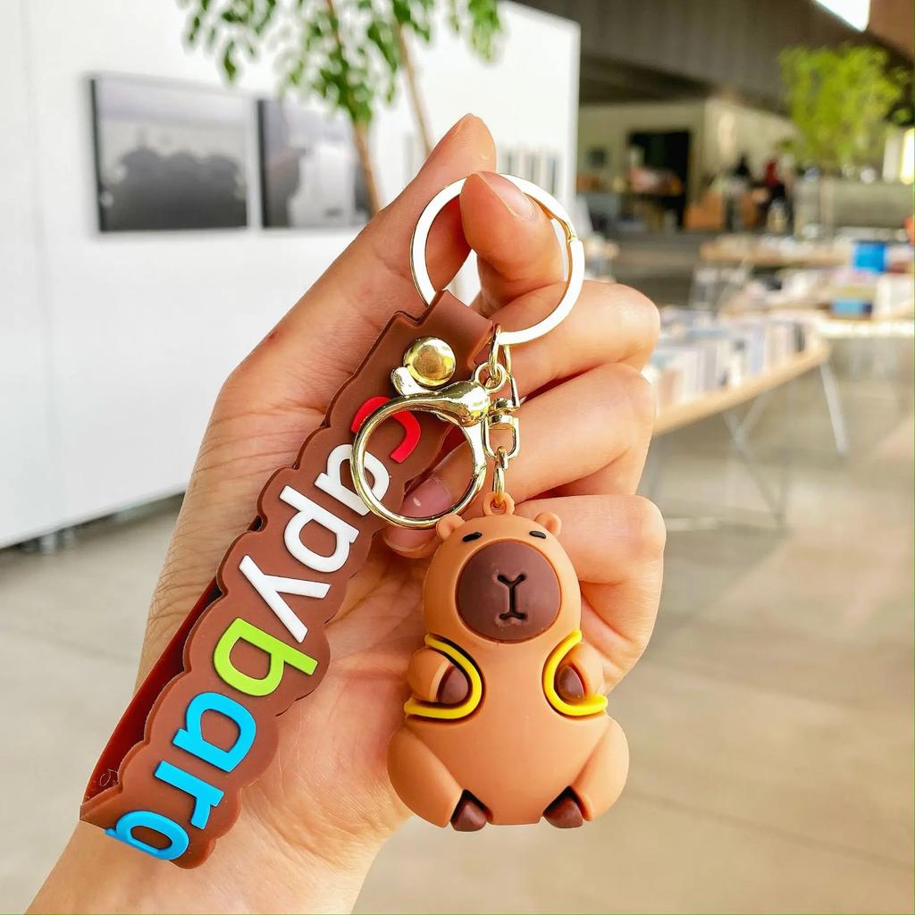 Creative Cute Capybara Keychains for Car Keyring Anime Cartoon Capibala Women Doll Pendant Holiday Gifts