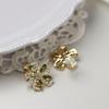 Mori Style Olive Green Zircon Flower Ear Clips: Painless, No-Pierce Micro-Pavé Earrings.