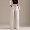 RAIN.CUN Women's Old Money Style Linen Wide-Leg Casual Pants