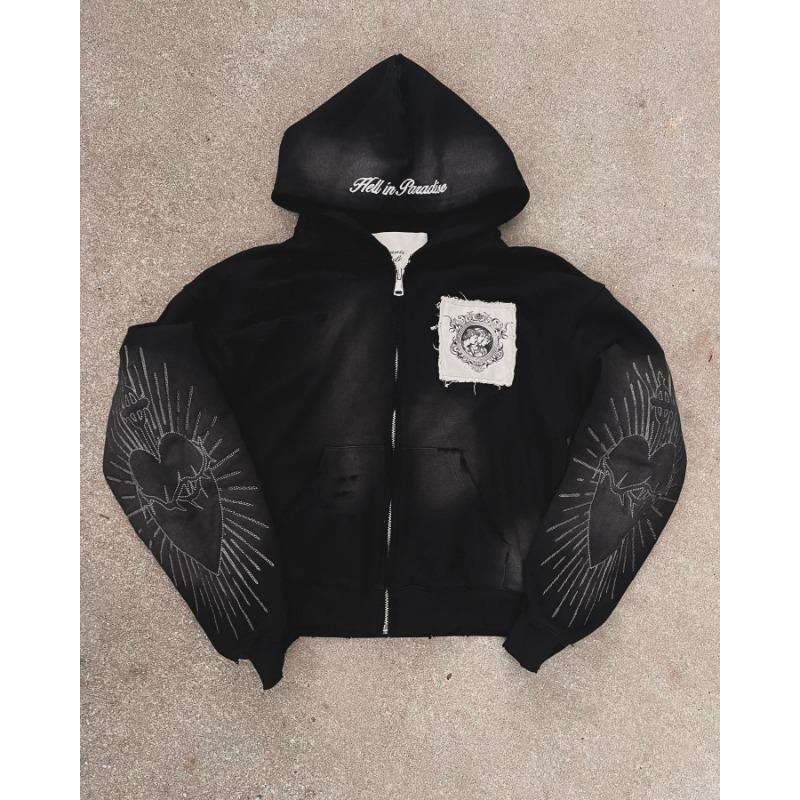 Harajuku Plum Tree Embroidered Oversized Pink Zipper Hoodies For Men and Women Y2K New Gothic Fashion Retro Street Sweatshirts