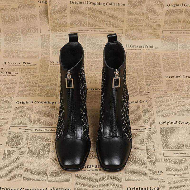 High Heels Ankle Boots Women Chunky Square Toe Shoes Woman 2024 Trend Winter New Chelsea Snow Botas Zipper Goth Mujer Zapatos