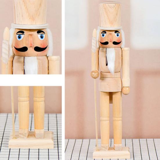 Yousheng 38CM Weihnachten Holz Unfertig Nussknacker Figur DIY Roh Unbemalt Soldatenfigur Festival Feiertagsparty Ornament Dekoration