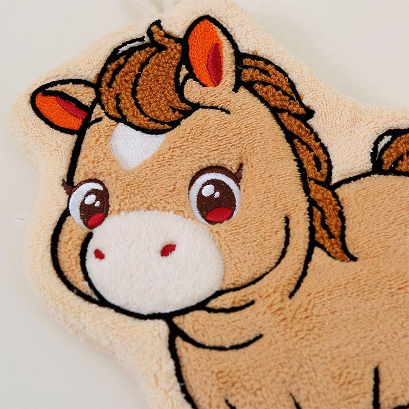 Cartoon Cute Pony Hand Towel Coral Fleece Home Kitchen Wipes Horse Thickened Hanging Absorbent Towels For Bathroom Home Decor