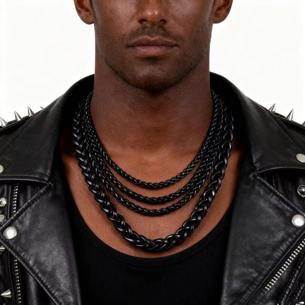 EDELSTAHL SILBERFARBEN GEDREHTE SEILKETTE Halskette für MÄNNER Frauen HIP HOP PUNK Schmuck Zubehör 3/4/5/6/8MM Dick