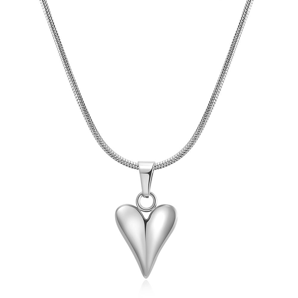 Fashion Stainless Steel Heart Pendant Necklace for Women High Quality Charm Love Necklace Earring Set Jewelry Anniversary Gift