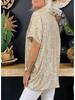In Stock! 2021 Women's Summer Casual Loose Fit Sequin T-Shirt, Solid Color Short Sleeve Pullover