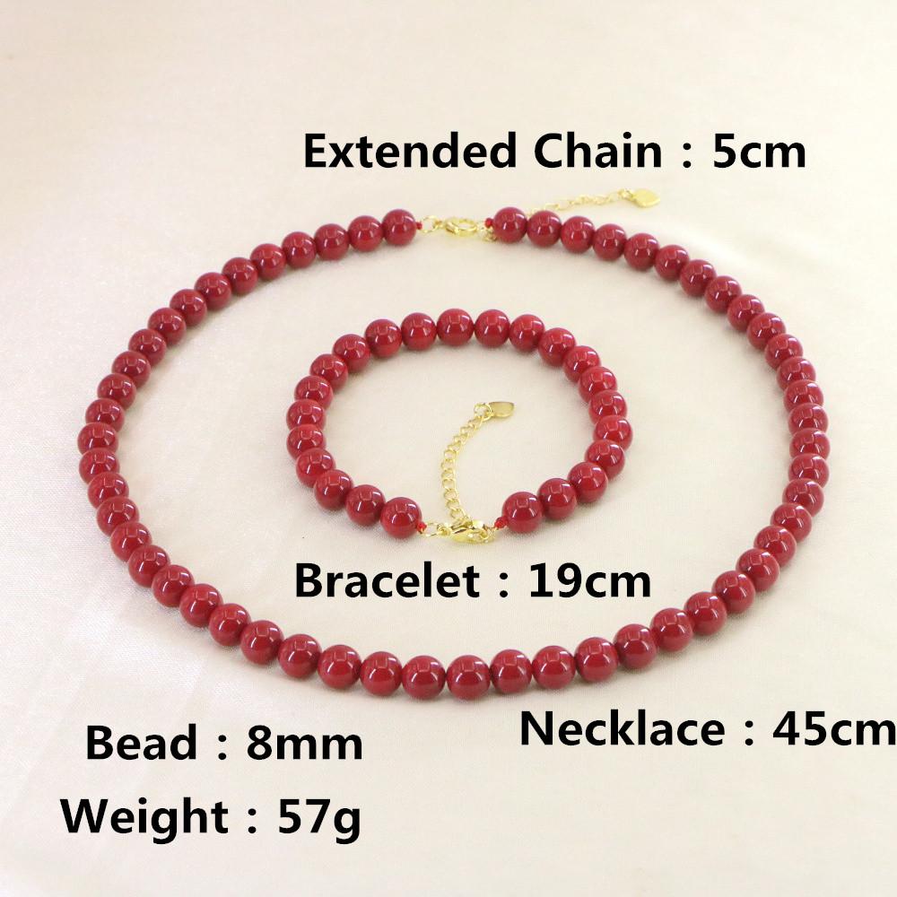 

Винтажное ожерелье из красного коралла, браслет, циркон, гладкий камень 4-10 мм, бусины, удлиняемый браслет-манжета для женщин, для йоги, можно использовать как брелок