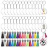 12/24 Pieces DIY Transparent Circle Discs Round Acrylic Blanks + Tassel Pendant Keychains DIY Art Craft for Making Gifts