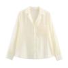 Fashion Ladies Lapel Long Sleeve Embroidered Pocket Decoration Shirt Tops For Women