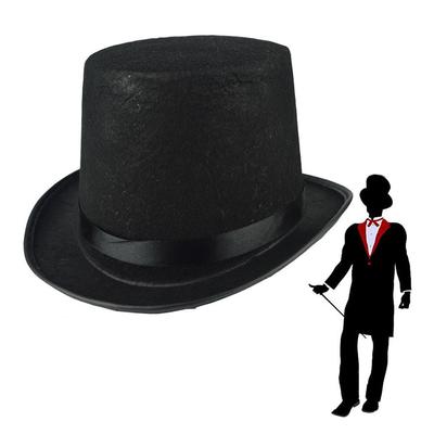 Elegante cappello a cilindro nero in tessuto berretto da jazz moda cappello da mago bambini adulti