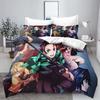 Demon slakter: Kimetsu no Yaiba kamado Nezuko Anime 100% Polyester Sengetøy Sett Dynetrekk Sett Trykt Tegneserie Hjemmeinnredning