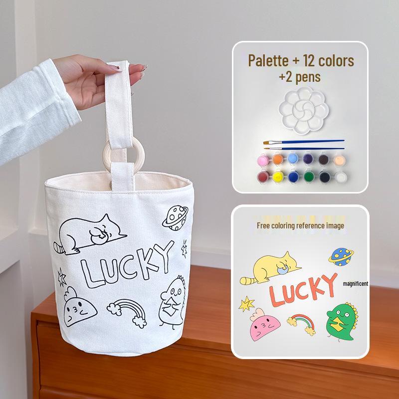 DIY Cartoon-Maltasche für Kinder: Umweltfreundliche, handbemalte Eltern-Kind-Aktivitätstasche