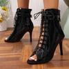 2026 New Sexy Women Heels Lace-up Boot Lady Shoes Slipery Sole Customizable Latin Dancing Street Booties Plus Size