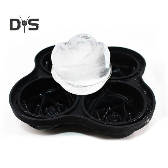 Stampo per cubetti di ghiaccio in silicone a forma di rosa Stampo per cubetti di ghiaccio anti-rovesciamento per cocktail