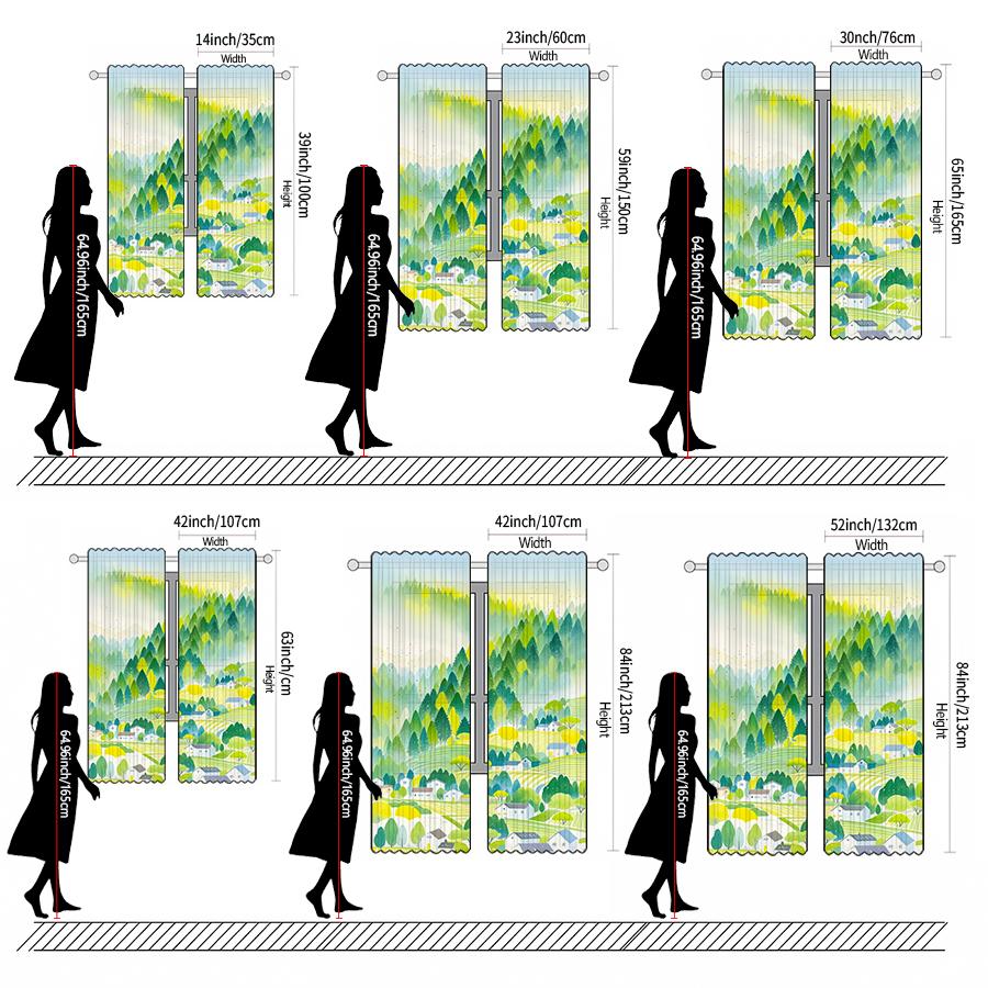 Rural Landscape Pattern Printed Curtains Pole Bag Christmas Decorations Daily Home Room Made Of Polyester