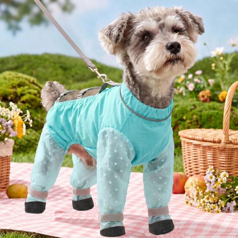 4-Leg Dog Protective Cover-Up Outdoor Walks Lightweight Dust-Proof Pet Apparel Fall