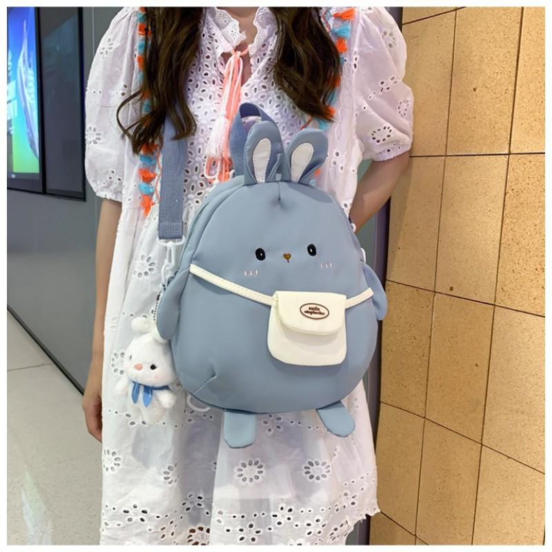 Children's Cartoon Backpack Women 2024 New Style Rabbit Primary School Students Cute Canvas Schoolbag