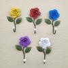 2 Pcs Creative Rose Flower Porch Door Key Hooks Iron Racks Wall Mounted Clothes Rack Coat Hangers Home Storage Hooks