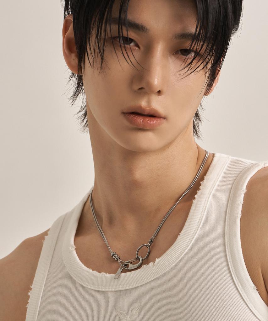 Lanarchive [1024] Double Snake Chain Buckle Necklace