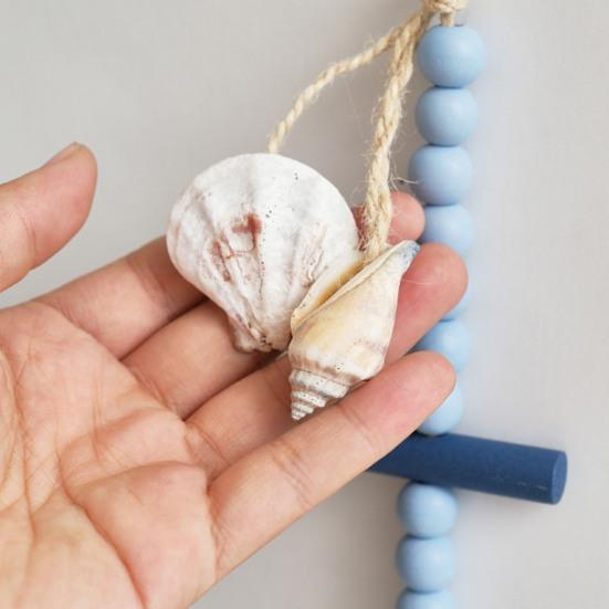 Wooden Starfish Nautical Wall Art Coastal Theme Hanging Wall Decor with Beads And Jute Rope Rustic Beach Room Decor for Living Room Bedroom