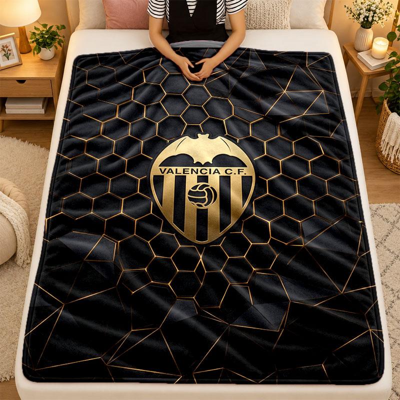Flannel BlanketValencia FC Warm Soft Throw Blanket for Indoor Sofa Bed Living Room Use