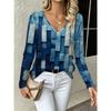 Autumn Women's 3D Geometric Printed V-Neck Long Sleeve T-Shirt