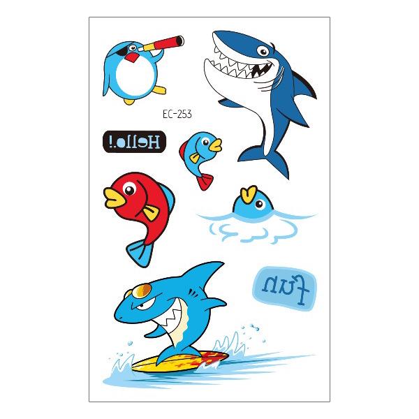 Waterproof Children's Pirate Shark Tattoo Stickers - Birthday Party & Cartoon Design