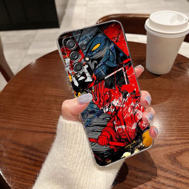 Japanese Art Samurai Ninja Clear Phone Case For Samsung Galaxy A56 A57 A37 A55 A54 A36 A35 A26 A25 A16 A17 A07 A52 A34 A73 Cover