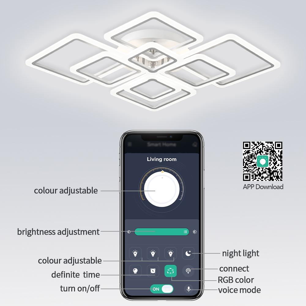 Ceiling Chandelier Square Led Lights Remote Control App Control Bedroom Lamps Interior Lustre House Modern Ceiling Chandelier