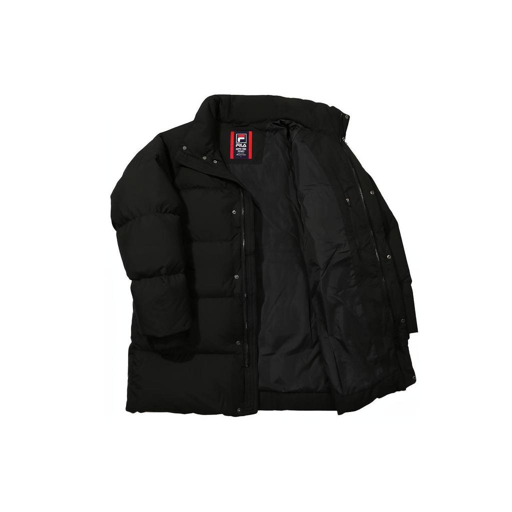 FILA Down Jackets Men's Black Stand Collar Moderate Puffer Jacket FS2DJD4102X-BLK