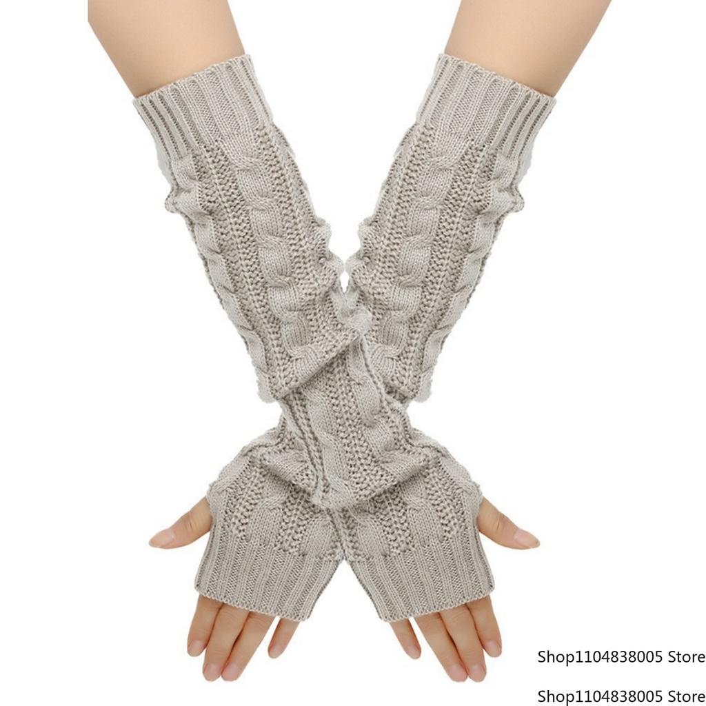 New Women'S Knitted Arm Warmers Gloves: Cable - Knit Design, Fingerless, Warm & Stylish For Autumn, Winter, Daily Wear, Office
