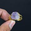 Amethyst Handmade Gemstone Ring, Copper Electroformed Ring Antique Jewelry, Adjustable Ring Engagement Gift
