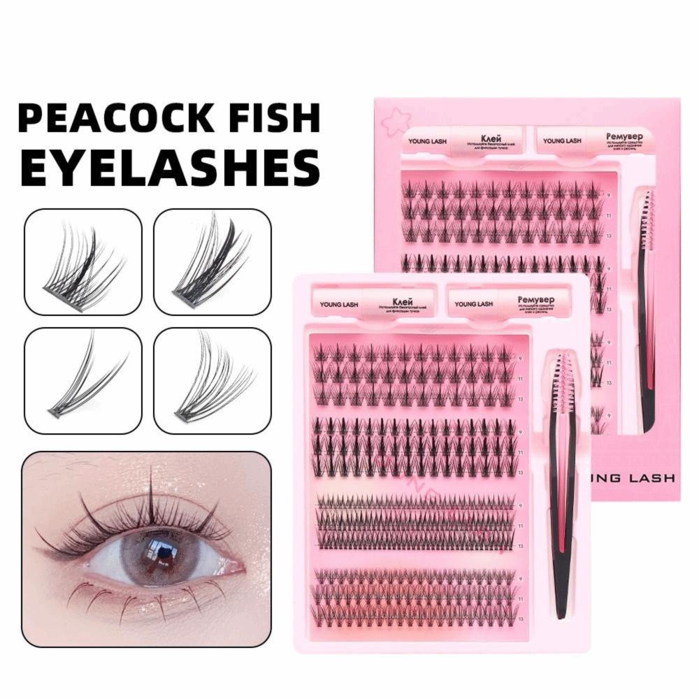 Mixed Length Individual Lash Clusters Soft PBT Material Lash Cluster Kit Home Makeup