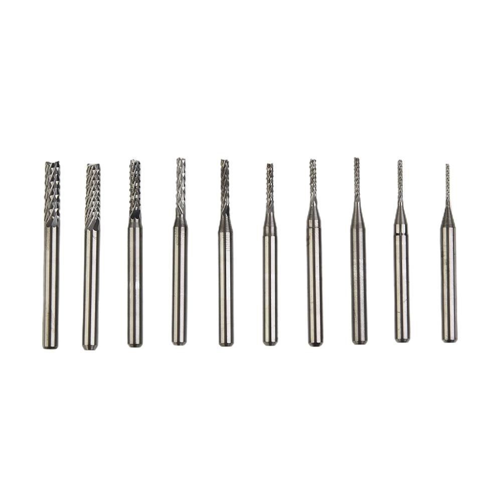 10x 1 8 0.8-3.175mm Nitride Coated Carbide PCB CNC Drill Bits