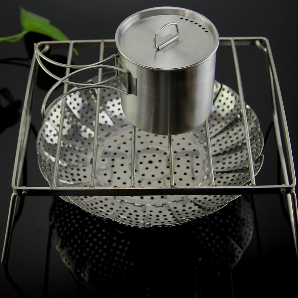 Portable Mini BBQ Grill Stainless Steel 304 Folding Camping Stove Stand Silver 23x19.5x11cm