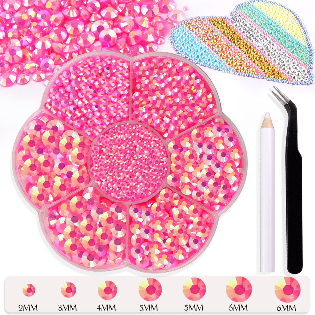 7 Grid Plum Blossom Boxed Resin Flat Bottom Nail Art Jewelry Jelly Diamond Violent Bear Ab Rhinestone Diy Clothing Diamond Sticker