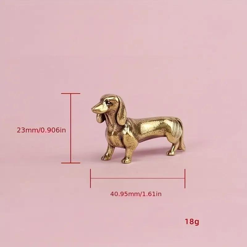 Retro Copper Dachshund Statue Vintage Brass Figurines Home Decote Desktop Ornament Cute Miniatures Antique Tea Pet Crafts Gifts