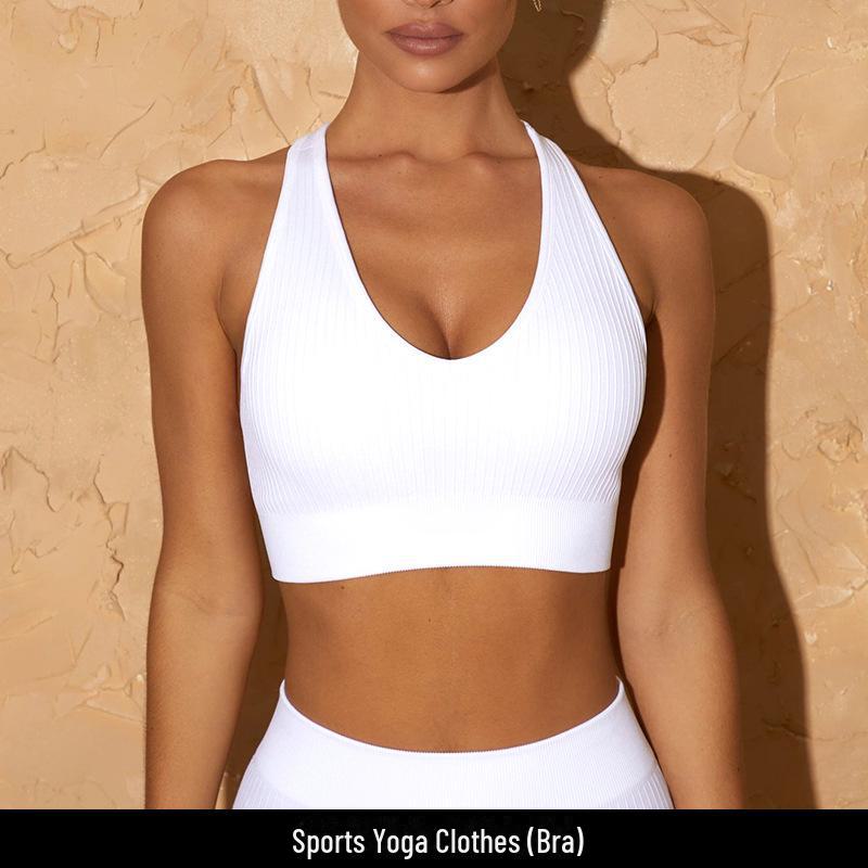 Seamless European and American Yoga Outfit: Sports Underwear, Long Sleeve Vest, and High Waist Pants for Women