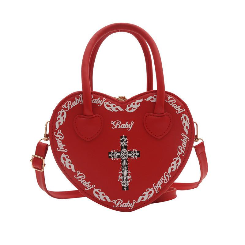 Trendy Heart-shaped Handbag For Women Street Style Versatile Fashion Pu Bag