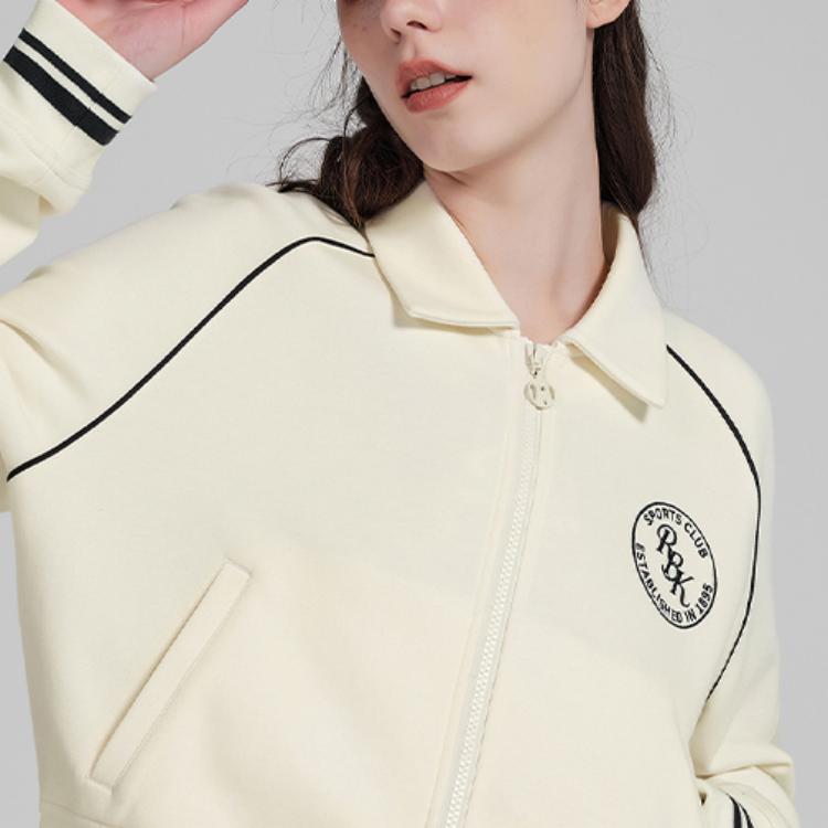 Reebok Color Block Sports Casual Knit Full-Zip Jacket Women Jackets Off-White 24SRC102WGW2