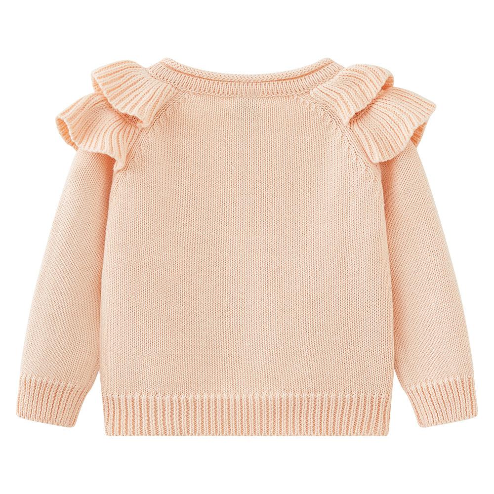 Cute Doll Children's Knitted Cardigan Spring and Autumn New Girls Sweater Stylish Coat