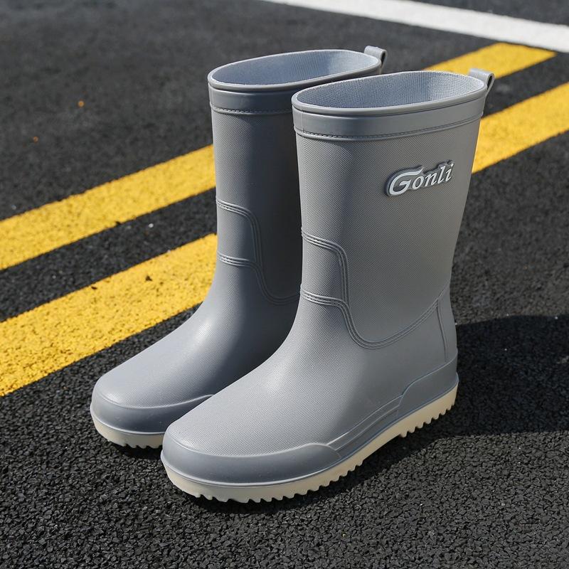 

Женские взрослые резиновые сапоги средней длины, непромокаемая обувь, нескользящая обувь для воды, бархатный хлопок, кухонные короткие резиновые сапоги, модные женские 40