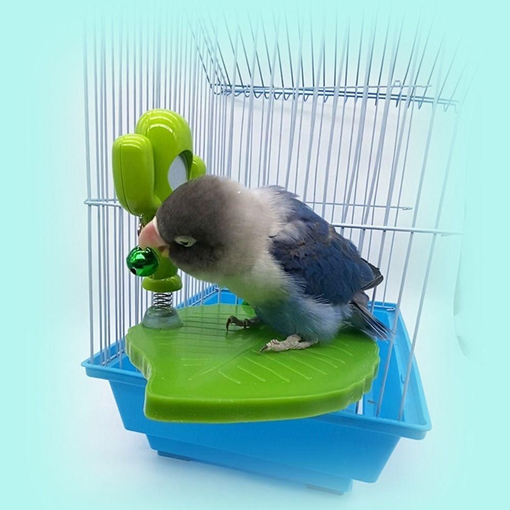 Cactus Bird Perch Stand Leaves Shape Bird Mirror Toy Funny Parrot Play Stands  Play