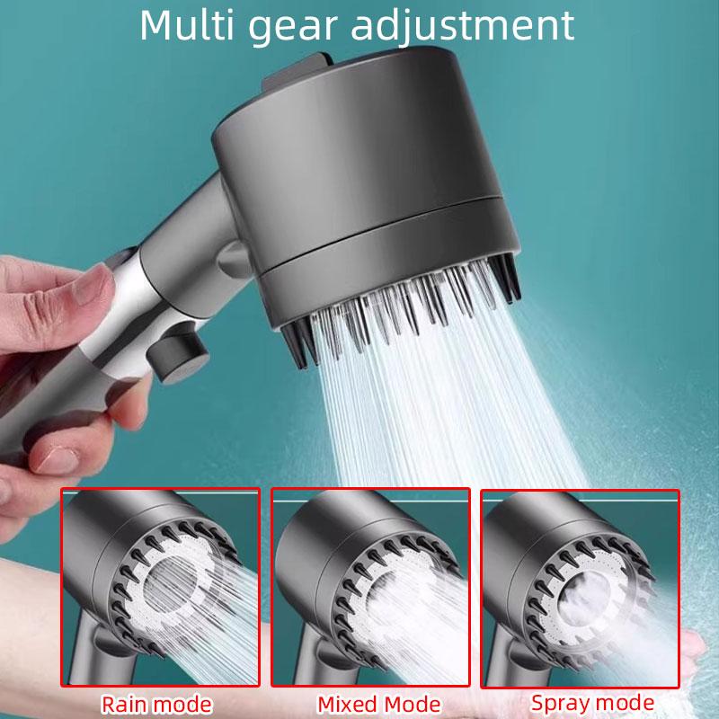 High-pressure Shower Head Adjustable 3-mode Spray with Massage Brush Filter Rain Showerheads Bathroom Shower Faucet Accessories